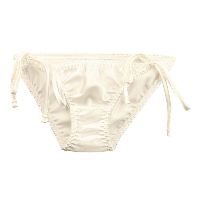 La Paum satin fabric, glossy finish, low-rise, full-back shorts with side ties (115060)