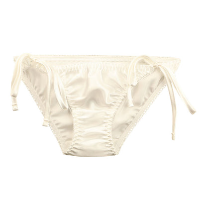 La Paum satin fabric, glossy finish, low-rise, full-back shorts with side ties (115060)