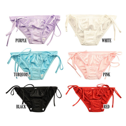 La Paum satin fabric, glossy finish, low-rise, full-back shorts with side ties (115060)