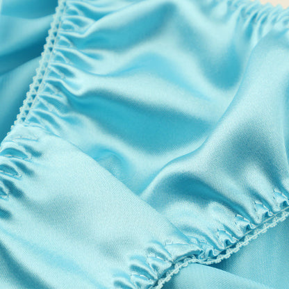 La Paum satin fabric, glossy finish, low-rise, full-back shorts with side ties (115060)