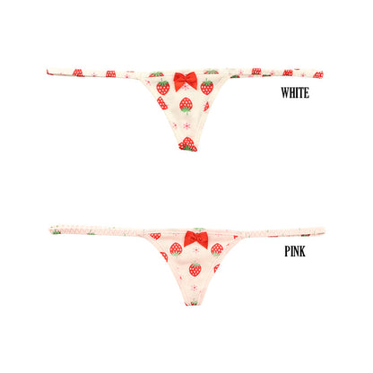 La Paum T-back Panties, Hyper Low-Rise, Cotton, Extra Small, Strawberry Print, 115061