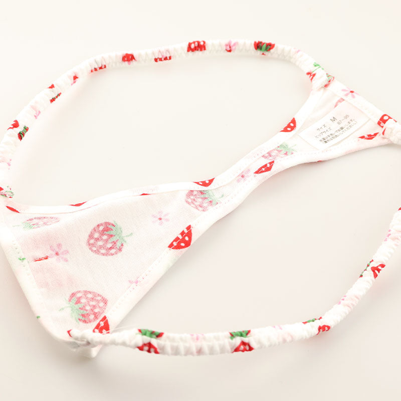 La Paum T-back Panties, Hyper Low-Rise, Cotton, Extra Small, Strawberry Print, 115061