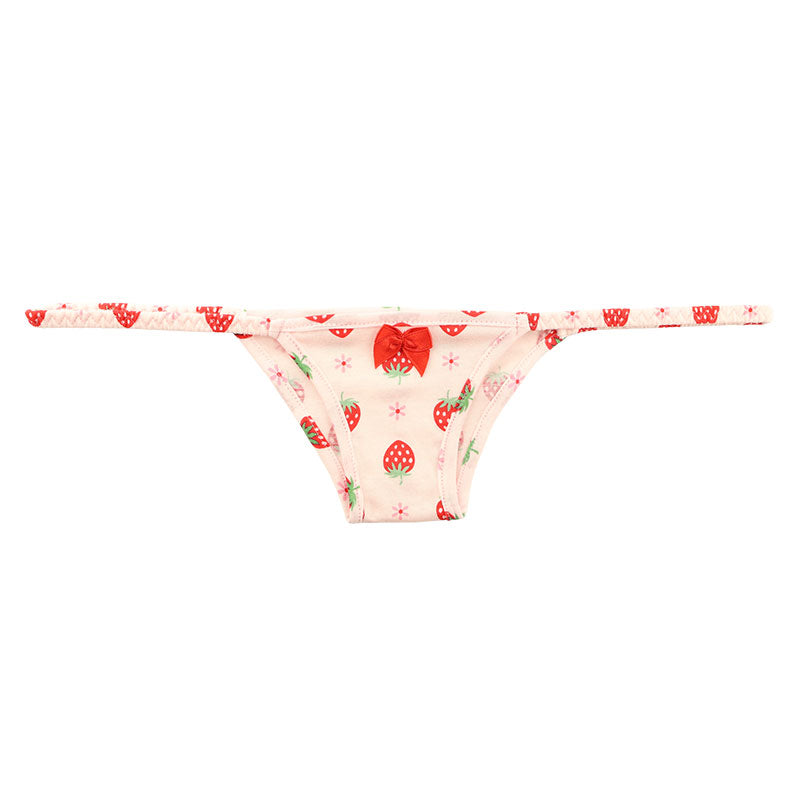 La Paum Half-Back Shorts, Hyper Low-Rise, Cotton, Extra Small, Strawberry Print, 115062