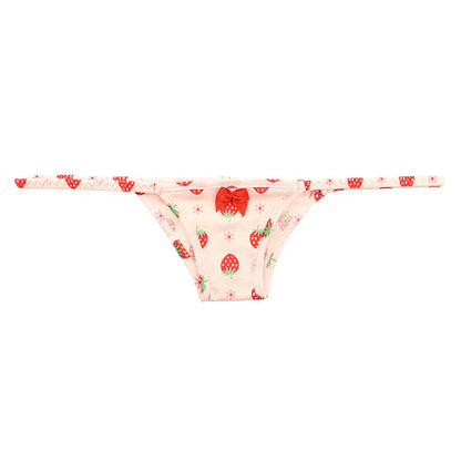 La Paum Half-Back Shorts, Hyper Low-Rise, Cotton, Extra Small, Strawberry Print, 115062