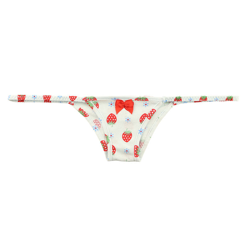 La Paum Half-Back Shorts, Hyper Low-Rise, Cotton, Extra Small, Strawberry Print, 115062