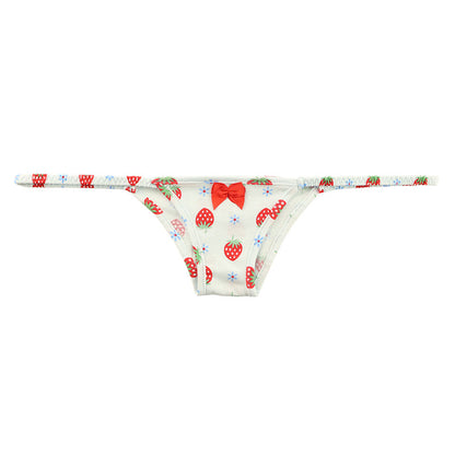 La Paum Half-Back Shorts, Hyper Low-Rise, Cotton, Extra Small, Strawberry Print, 115062