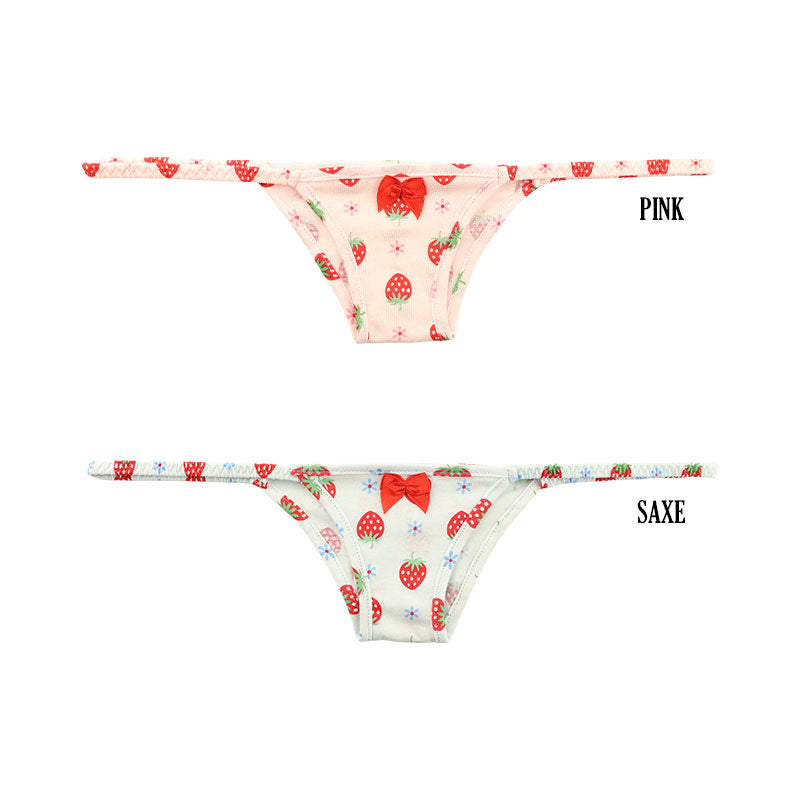 La Paum Half-Back Shorts, Hyper Low-Rise, Cotton, Extra Small, Strawberry Print, 115062