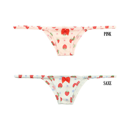 La Paum Half-Back Shorts, Hyper Low-Rise, Cotton, Extra Small, Strawberry Print, 115062