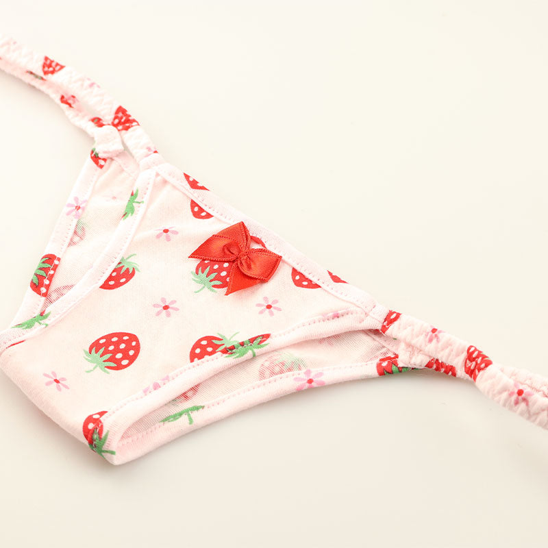 La Paum Half-Back Shorts, Hyper Low-Rise, Cotton, Extra Small, Strawberry Print, 115062