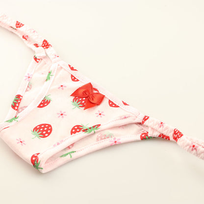 La Paum Half-Back Shorts, Hyper Low-Rise, Cotton, Extra Small, Strawberry Print, 115062