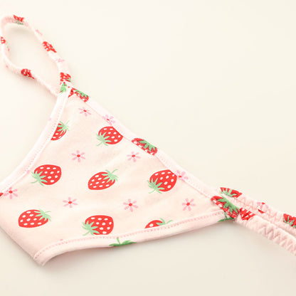 La Paum Half-Back Shorts, Hyper Low-Rise, Cotton, Extra Small, Strawberry Print, 115062