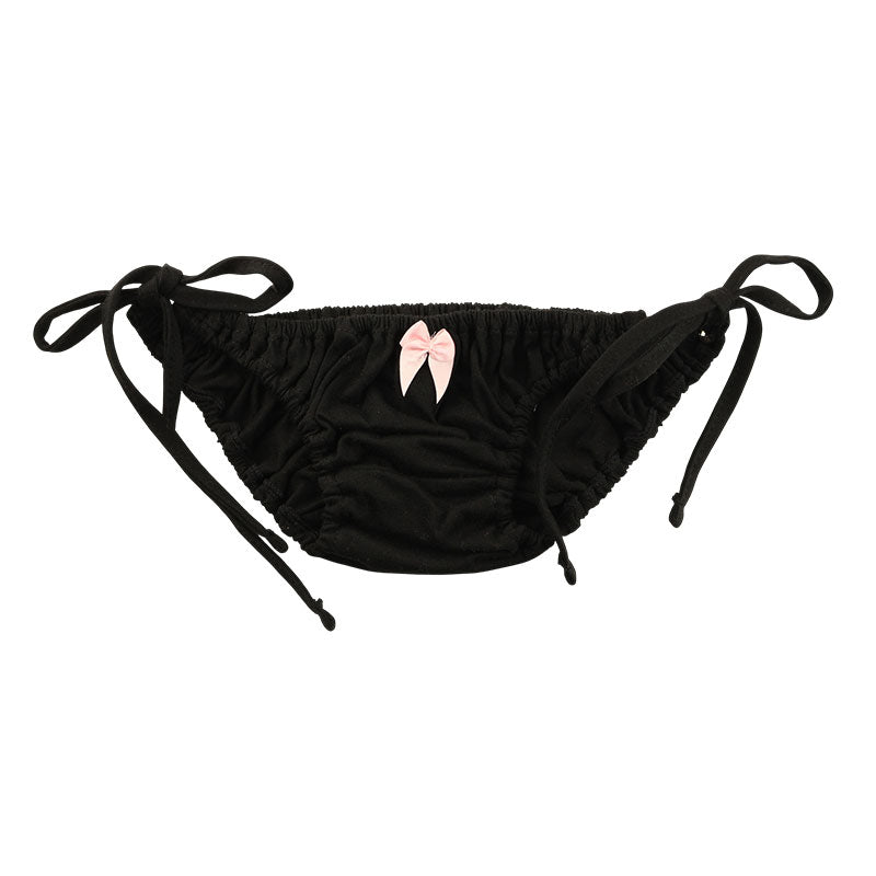 プチミニョン 通気性良好 柔らかフルバックショーツ サイドリボン クシュクシュインゴム ローライズ 117089
