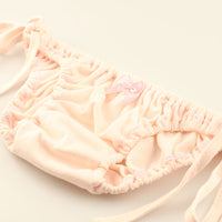 プチミニョン 通気性良好 柔らかフルバックショーツ サイドリボン クシュクシュインゴム ローライズ 117089