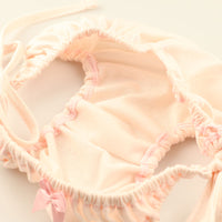 プチミニョン 通気性良好 柔らかフルバックショーツ サイドリボン クシュクシュインゴム ローライズ 117089