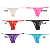 La Paum Sparkly Sparkle Half Fabric T-Back Panties, Low-Rise, 118194