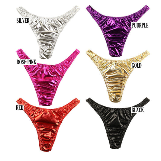 【OUTLET】La-Pomme Metallic Fabric Stylish and Sophisticated Simple Design T-Back Briefs 119120