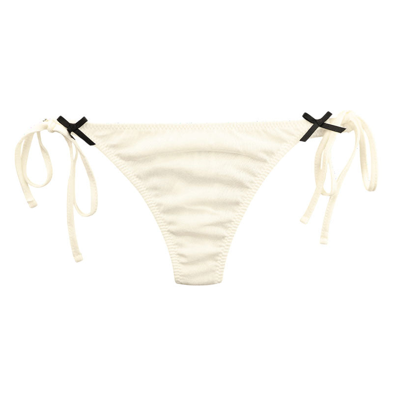 La-Pomme Cotton Fabric Side-Tie Lightweight and Soft Feel Low-Rise Thong 120036
