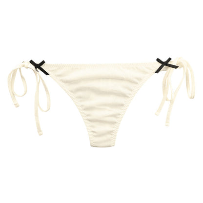La-Pomme Cotton Fabric Side-Tie Lightweight and Soft Feel Low-Rise Thong 120036