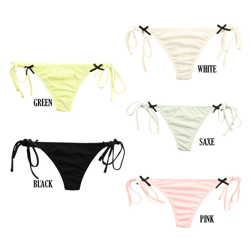 La-Pomme Cotton Fabric Side-Tie Lightweight and Soft Feel Low-Rise Thong 120036