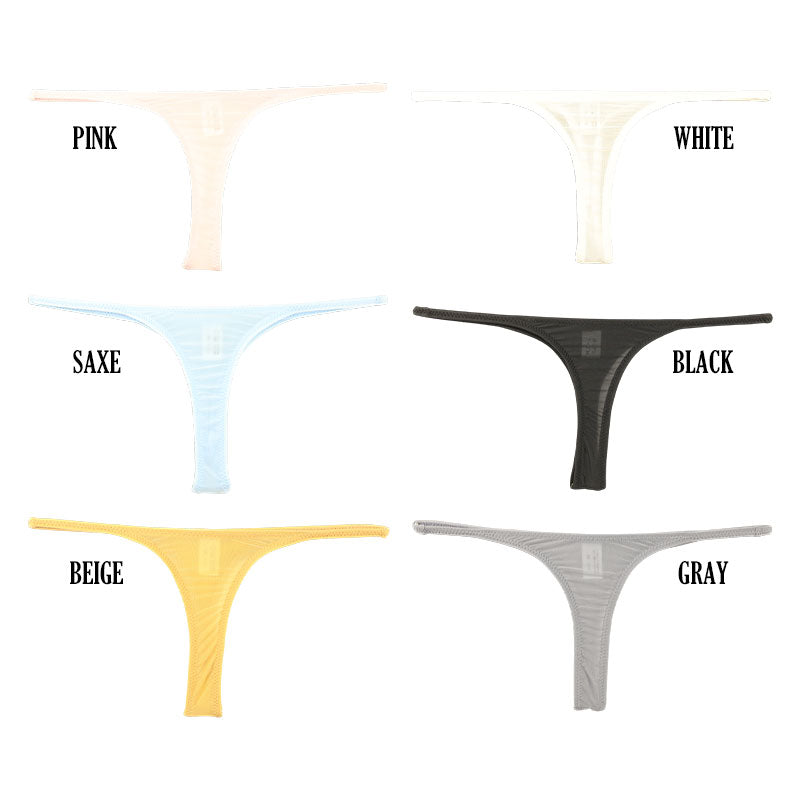 La Paum Stretch GUS Material Sexy T-Back Panties with Sheer T-Front and Shiny Design, Women's Underwear (Product Number: 121033)
