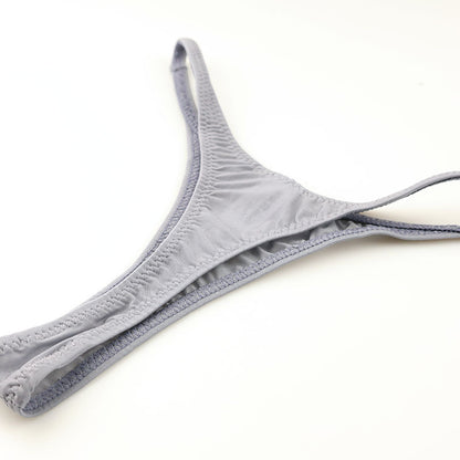 La Paum Stretch GUS Material Sexy T-Back Panties with Sheer T-Front and Shiny Design, Women's Underwear (Product Number: 121033)
