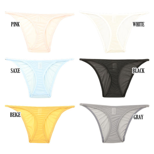 La Paum Women's Sexy Half-Back Panties with Stretch Gus Material, T-Front and Sheer Design, Shiny Underwear (121034)
