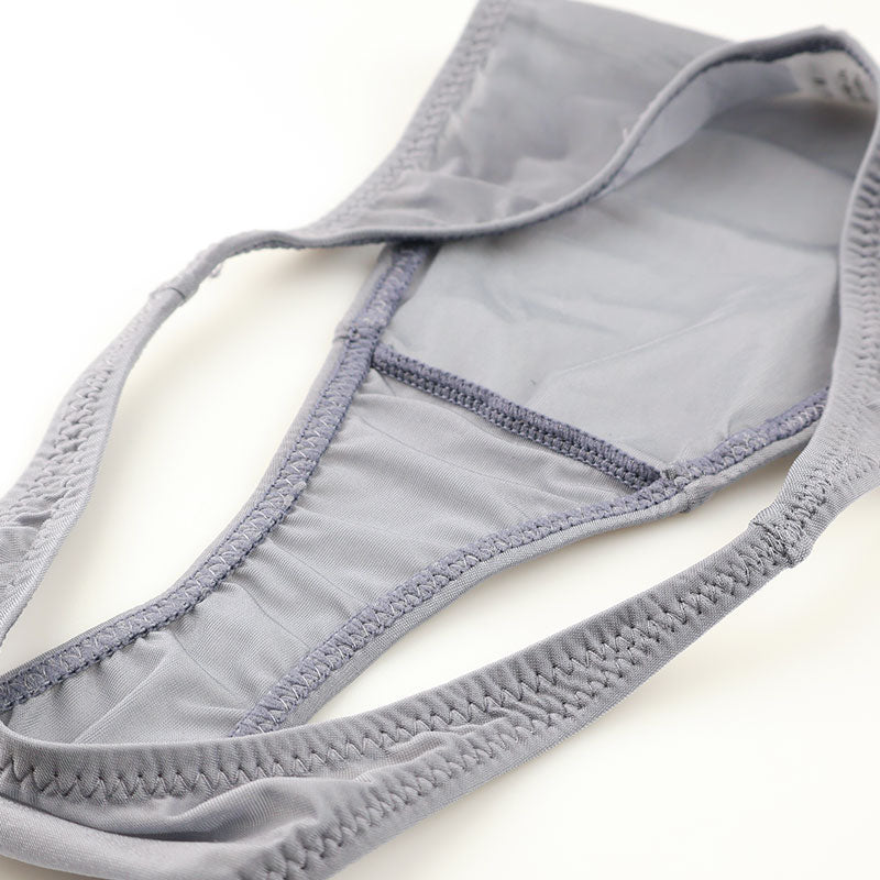 ラ・ポーム 伸縮GUS素材 セクシーハーフバックショーツ T字フロント×透け感デザイン 光沢感あるレディース下着 121034