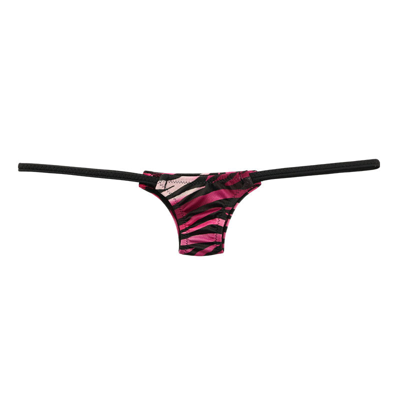 La Paume Silky Material Tiny Bikini with Zebra Print, Half Back, 218015