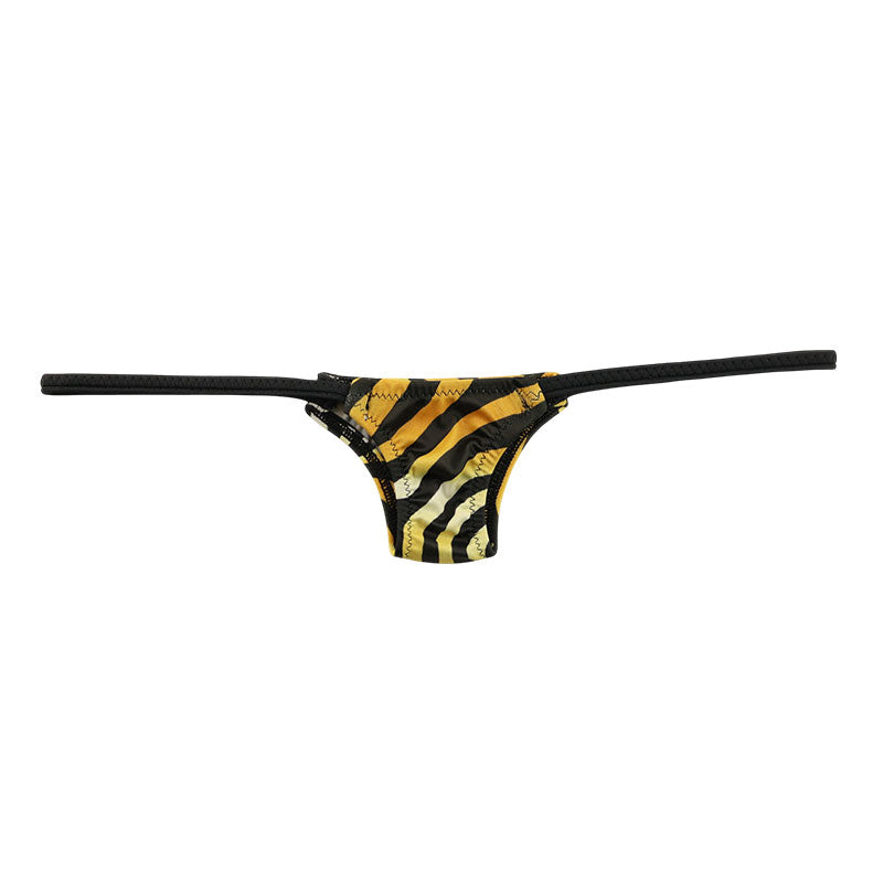 La Paume Silky Material Tiny Bikini with Zebra Print, Half Back, 218015