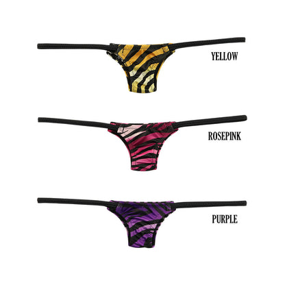 La Paume Silky Material Tiny Bikini with Zebra Print, Half Back, 218015