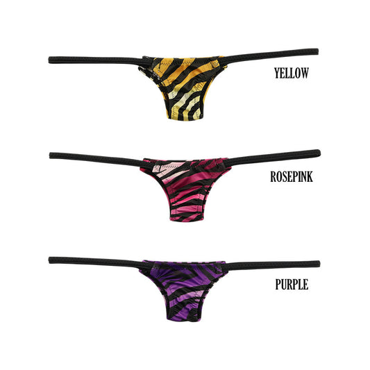 La Paume Silky Material Tiny Bikini with Zebra Print, Half Back, 218015