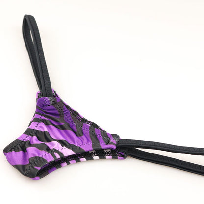 La Paume Silky Material Tiny Bikini with Zebra Print, Half Back, 218015
