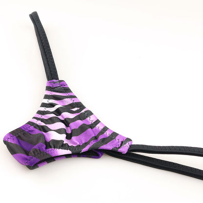 La Paume Silky Material Tiny Bikini with Zebra Print, Half Back, 218015