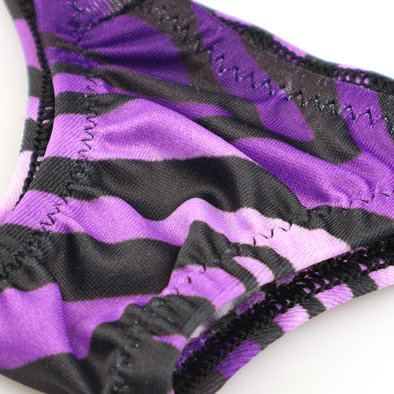 La Paume Silky Material Tiny Bikini with Zebra Print, Half Back, 218015