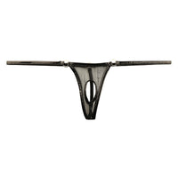 ラ・ポーム 光沢シースルー×エナメルパイピング オープンクロッチ Gストリング 218029