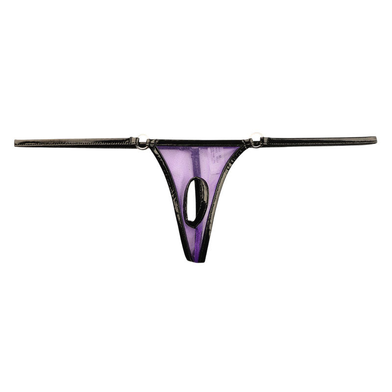 La Paum Glossy See-Through x Enamel Piping Open Crotch G-String 218029