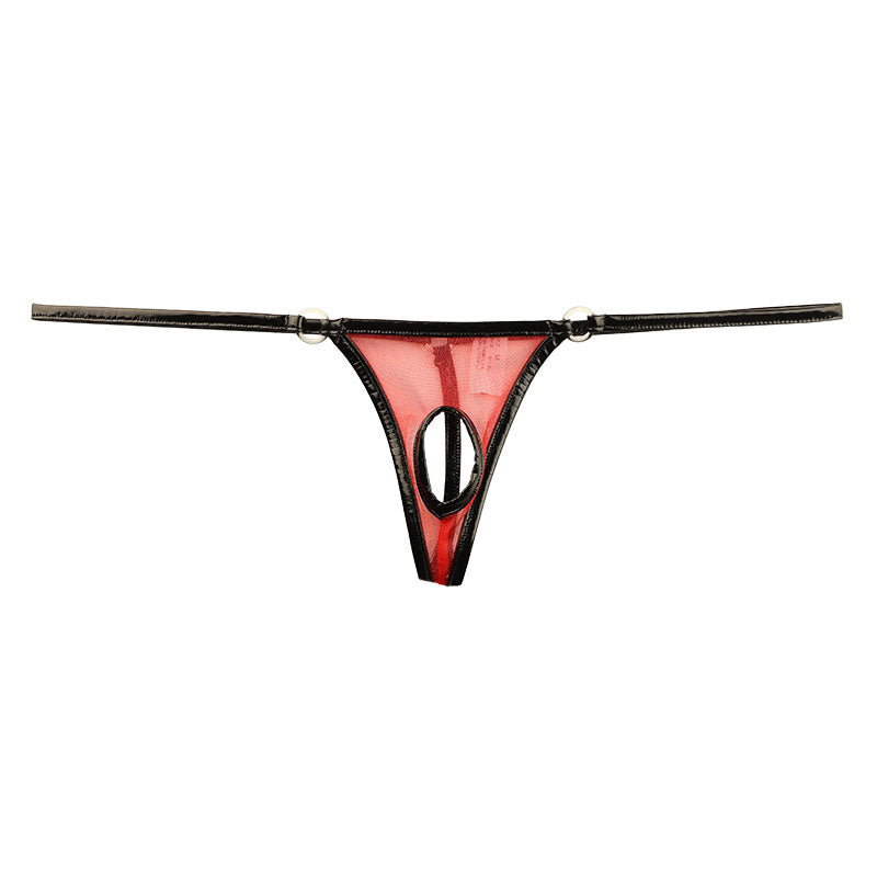 La Paum Glossy See-Through x Enamel Piping Open Crotch G-String 218029