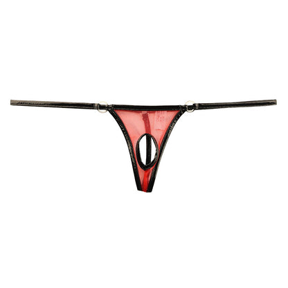 La Paum Glossy See-Through x Enamel Piping Open Crotch G-String 218029