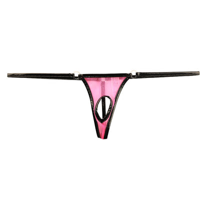 La Paum Glossy See-Through x Enamel Piping Open Crotch G-String 218029