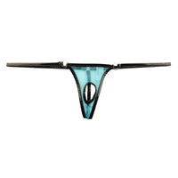 ラ・ポーム 光沢シースルー×エナメルパイピング オープンクロッチ Gストリング 218029