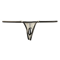 ラ・ポーム 光沢シースルー×エナメルパイピング オープンクロッチ Gストリング 218029