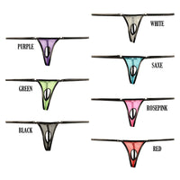 ラ・ポーム 光沢シースルー×エナメルパイピング オープンクロッチ Gストリング 218029