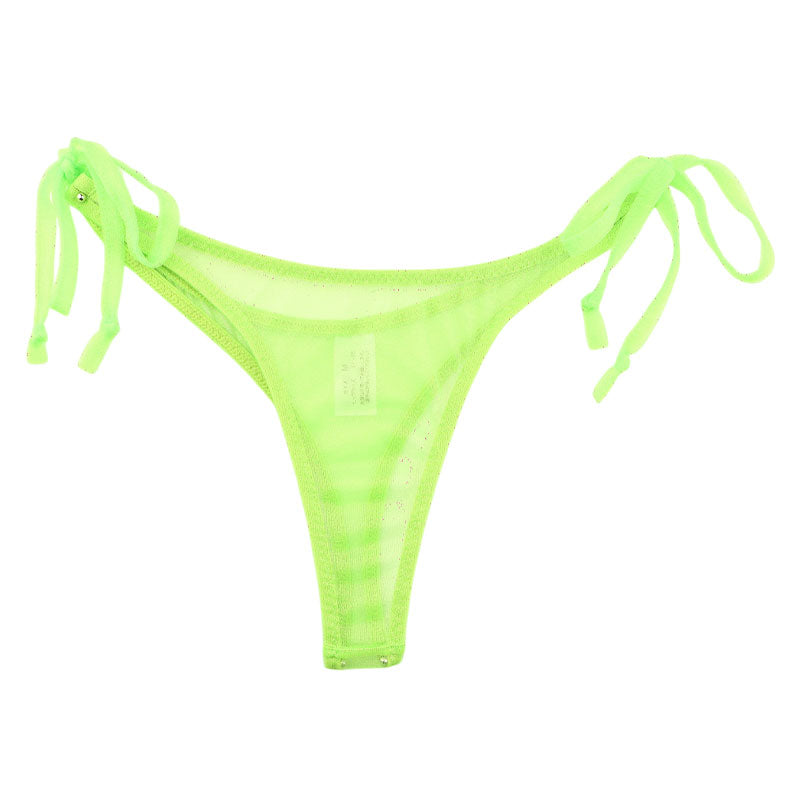 La-Pomme Side-tie T-back Shorts 218030 made with Spark Half fabric, featuring an airy feel.
