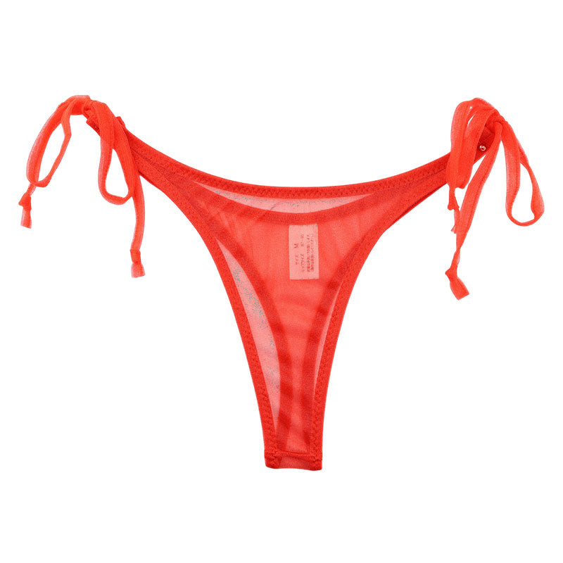 La-Pomme Side-tie T-back Shorts 218030 made with Spark Half fabric, featuring an airy feel.