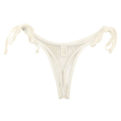 La-Pomme Side-tie T-back Shorts 218030 made with Spark Half fabric, featuring an airy feel.