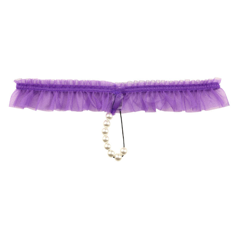 La-Pomme G-string shorts with 8 pearls, made of Spark Half fabric featuring an airy texture with Mist Lame 218036
