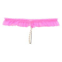 La-Pomme G-string shorts with 8 pearls, made of Spark Half fabric featuring an airy texture with Mist Lame 218036