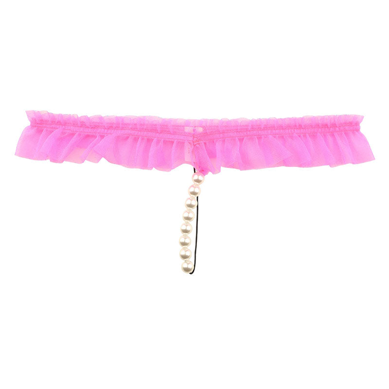La-Pomme G-string shorts with 8 pearls, made of Spark Half fabric featuring an airy texture with Mist Lame 218036