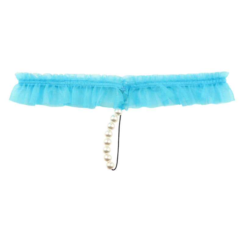 La-Pomme G-string shorts with 8 pearls, made of Spark Half fabric featuring an airy texture with Mist Lame 218036