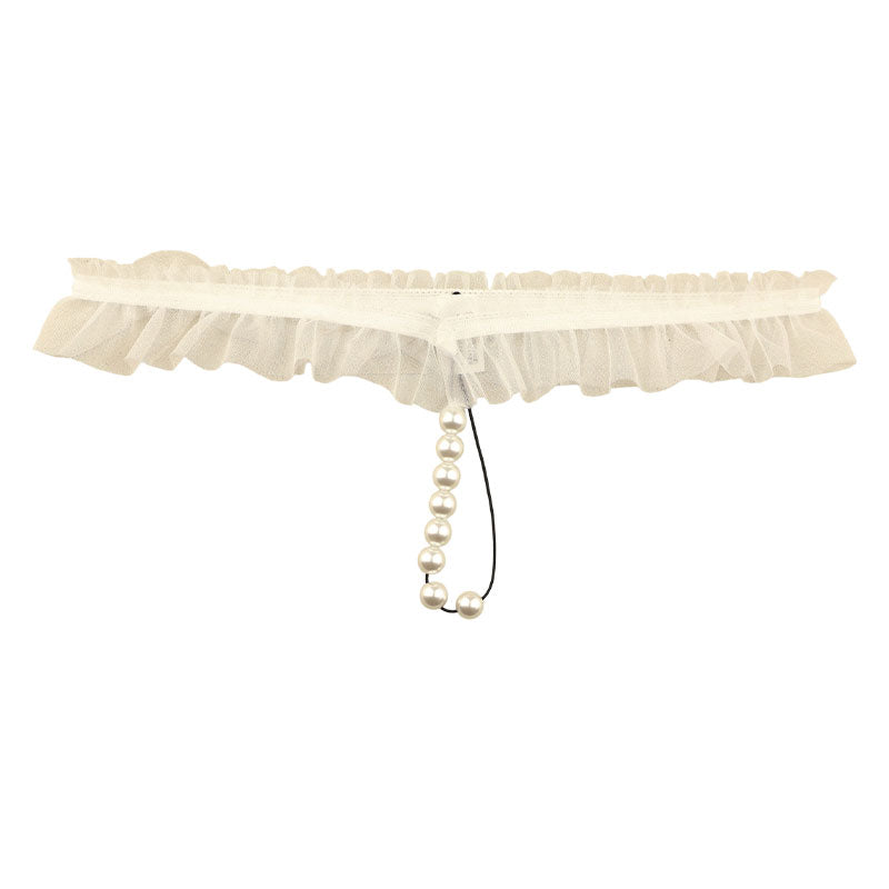 La-Pomme G-string shorts with 8 pearls, made of Spark Half fabric featuring an airy texture with Mist Lame 218036